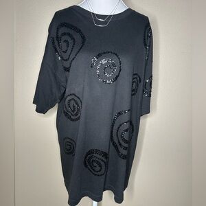Vintage‎ Classiques Black Sequin Swirl Top – Sz S (Fits M/L)